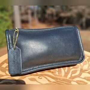 Vintage Coach Black Glove Tanned Leather Chunky Make-Up Kit Case #7165